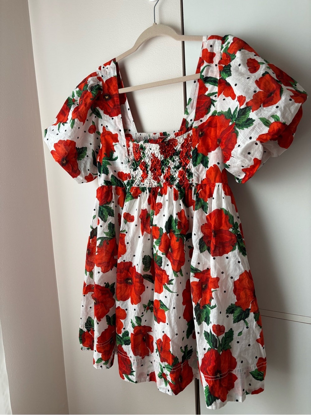 NWT Anthropologie Maeve Square Neck Smocked Babydoll Mini Dress Size Medium M - Picture 2 of 9